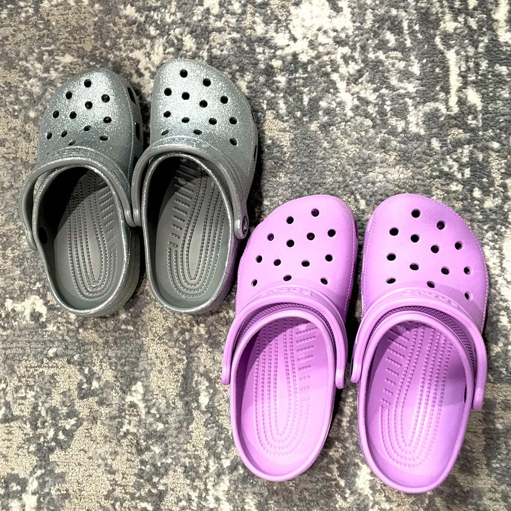 2 pairs size 6 crocs